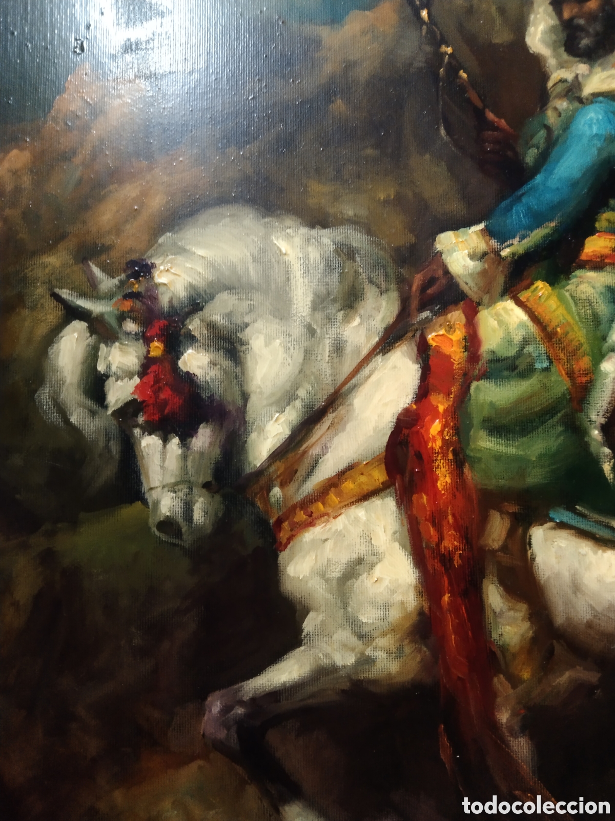 Arte: Oleo sobre lienzo 75x65 &aacute;rabe a caballo - Foto 3