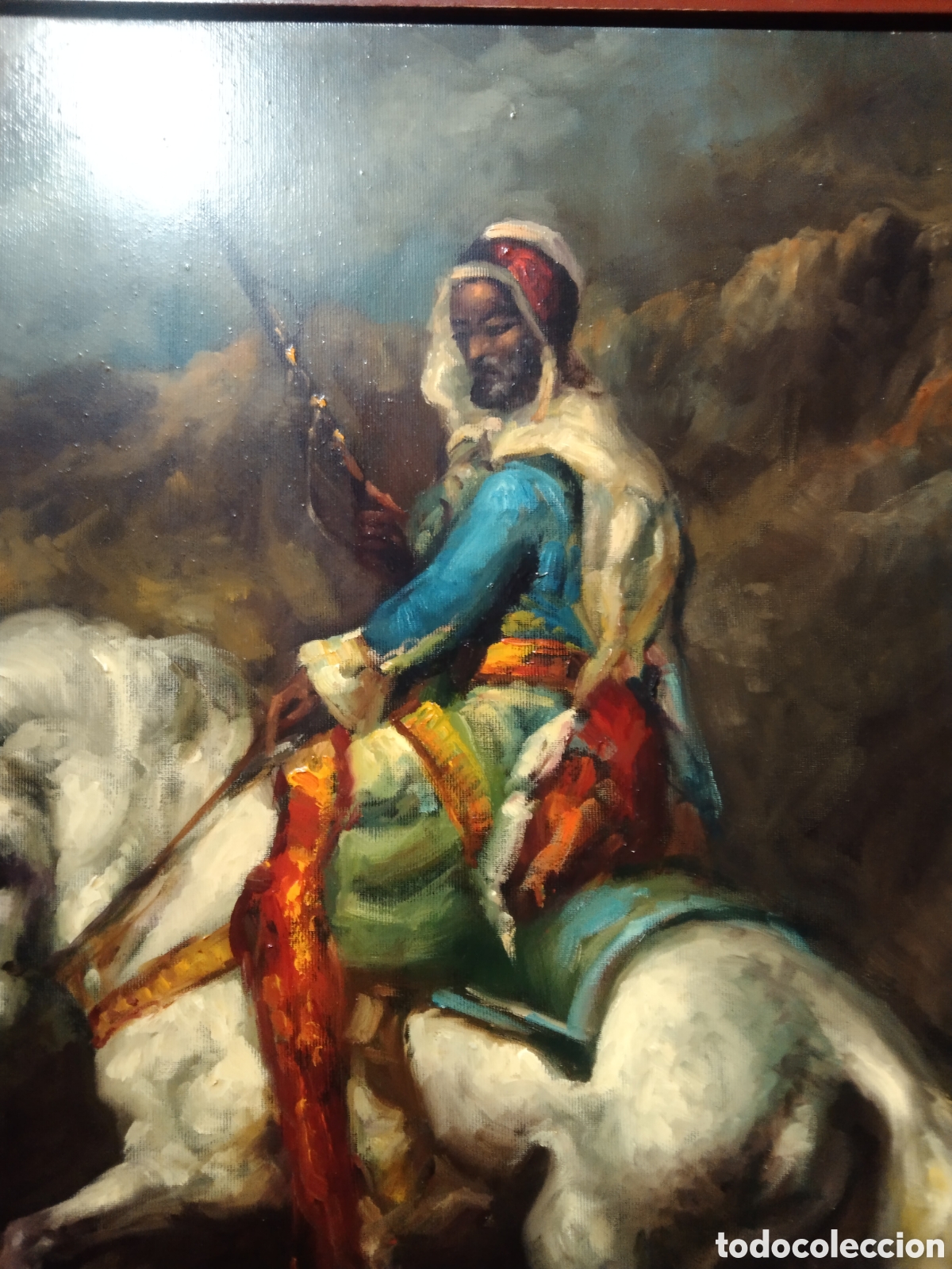 Arte: Oleo sobre lienzo 75x65 &aacute;rabe a caballo - Foto 4
