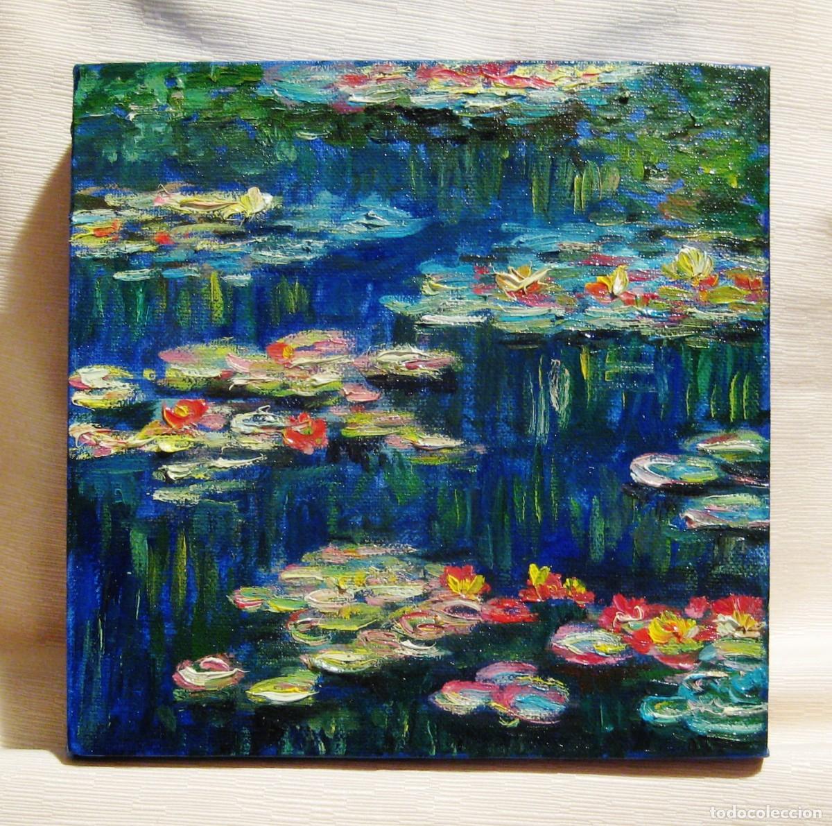 Arte: CUADRO AL &Oacute;LEO 3D pintado a mano. 20 CM X 20 CM. COPIA NEN&Uacute;FARES 1. MONET