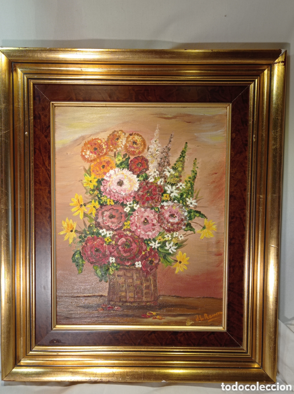 Arte: &Oacute;LEO SOBRE LIENZO ENMARCADO FIRMADO J L ROMERO. 49,5 X 42 CM