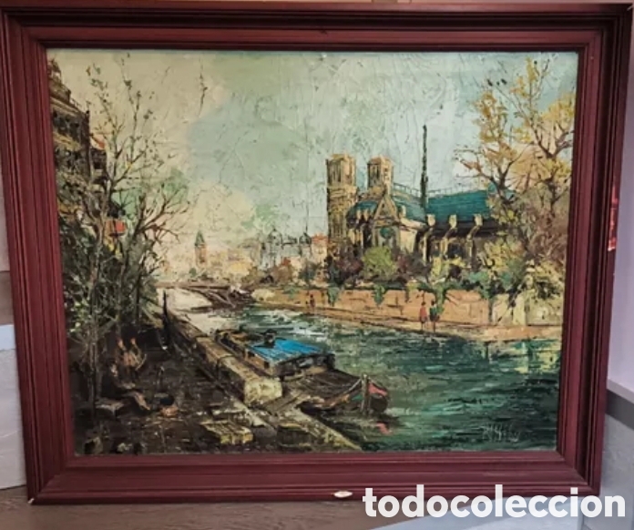 Arte: &Oacute;leo sobre lienzo de Paris 1972 - Foto 1