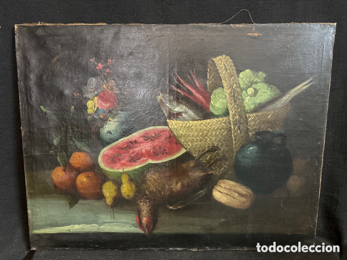 Arte: Lienzo bodeg&oacute;n. Siglo XIX principios - Foto 2