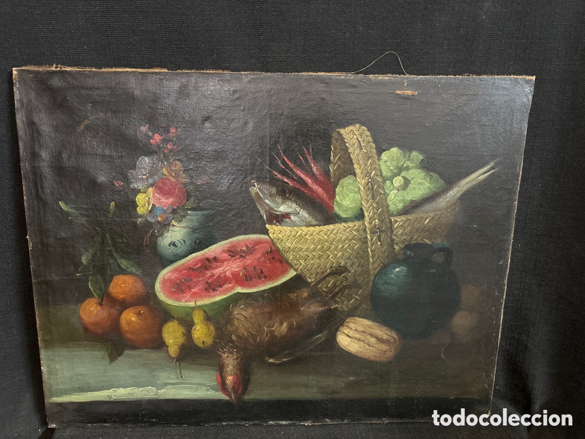 Arte: Lienzo bodeg&oacute;n. Siglo XIX principios - Foto 1