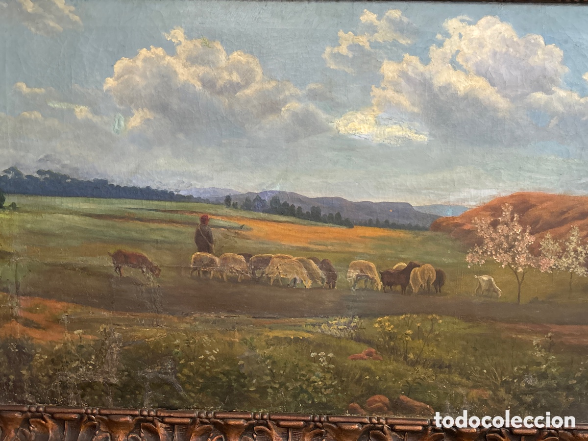 Arte: Cuadro grande lienzo, pastor con ganado. - Foto 2