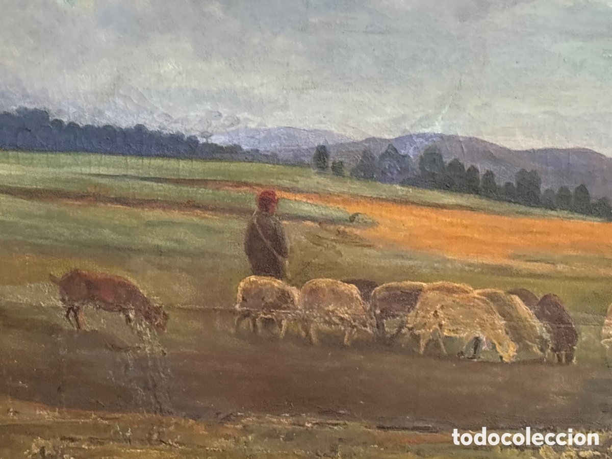 Arte: Cuadro grande lienzo, pastor con ganado. - Foto 3