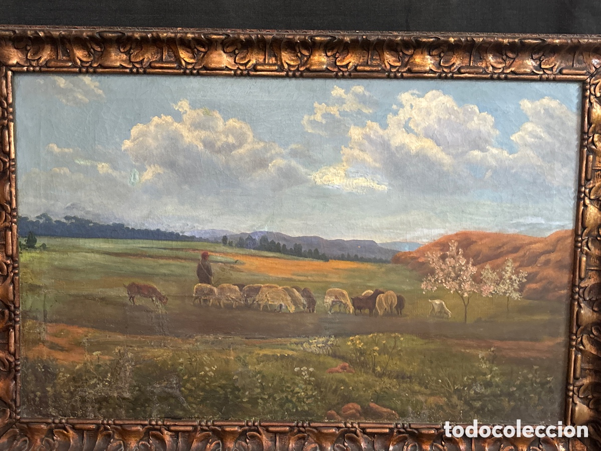 Arte: Cuadro grande lienzo, pastor con ganado. - Foto 4
