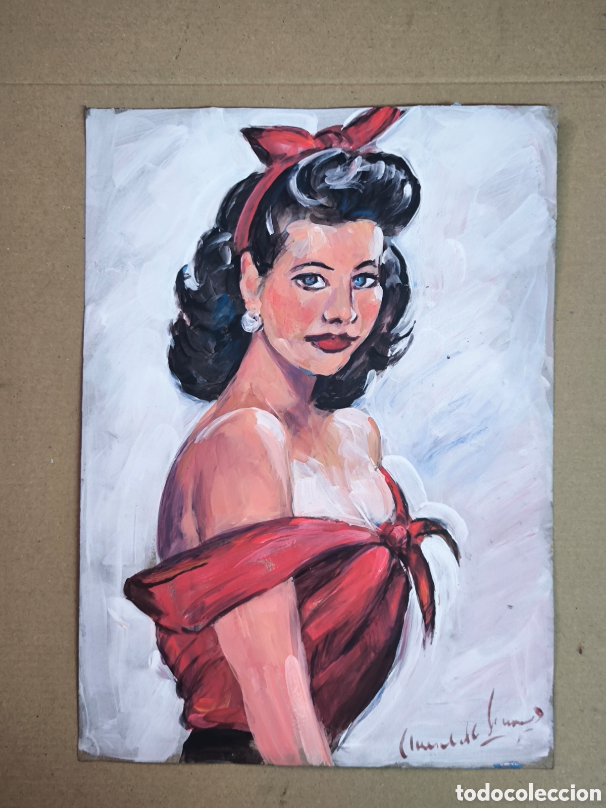 Arte: Dama con vestido rojo (expresionismo )