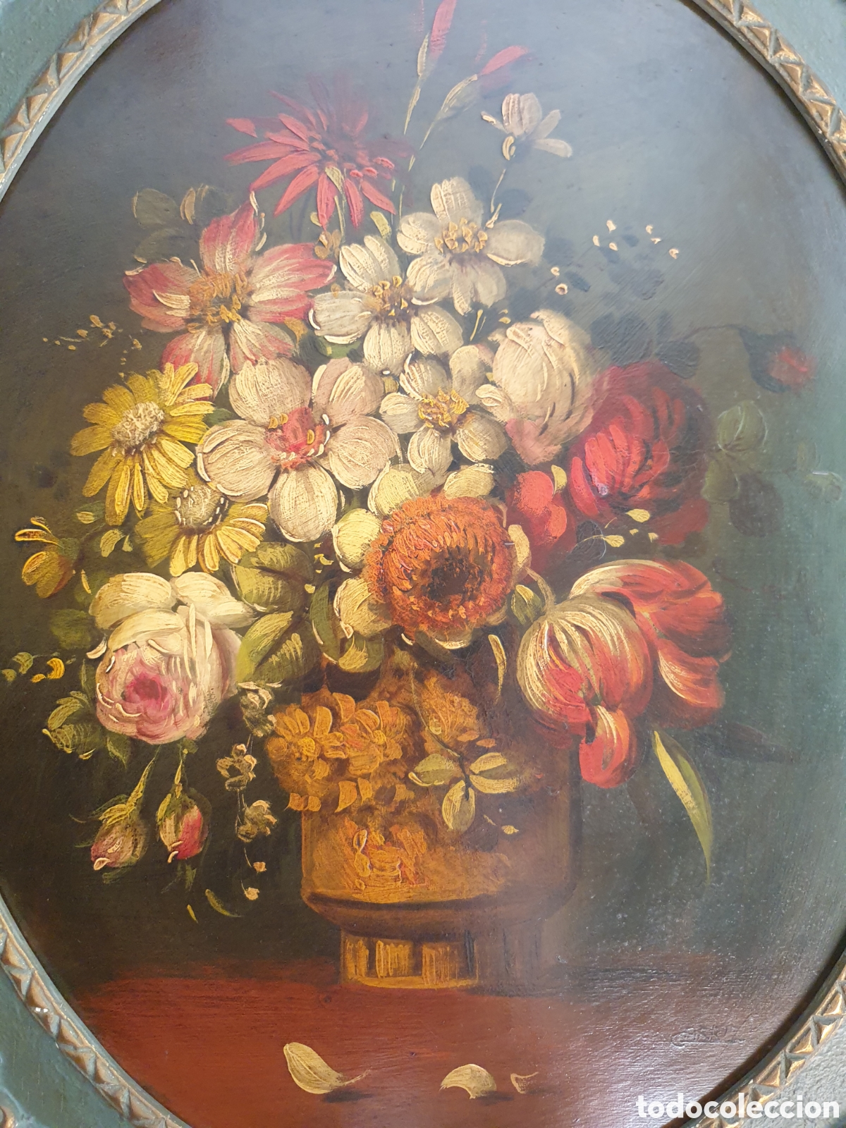 Arte: LOTE 2 BODEGONES FLORALES ANTIGUOS - Foto 5