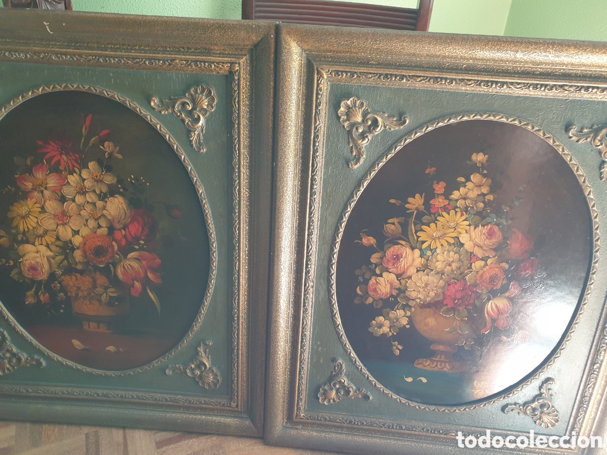 Arte: LOTE 2 BODEGONES FLORALES ANTIGUOS - Foto 6