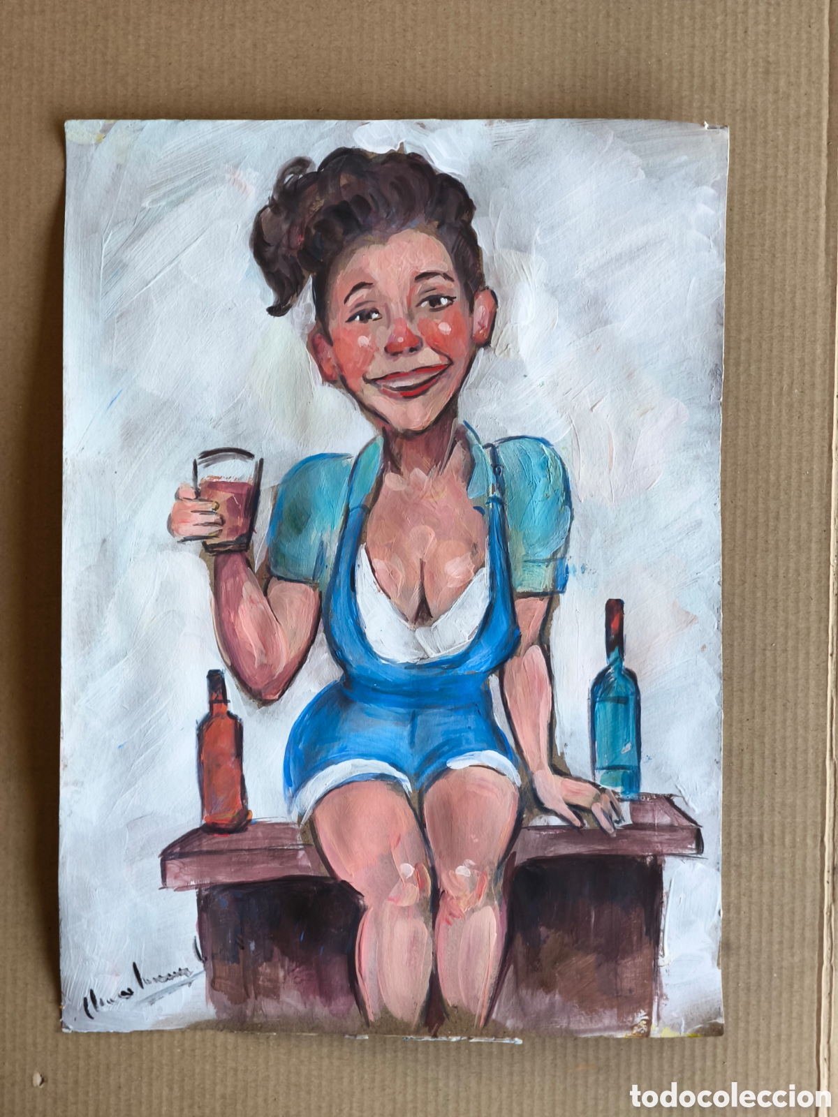 Art: Chica tomando copas ( expresionismo caricatura )