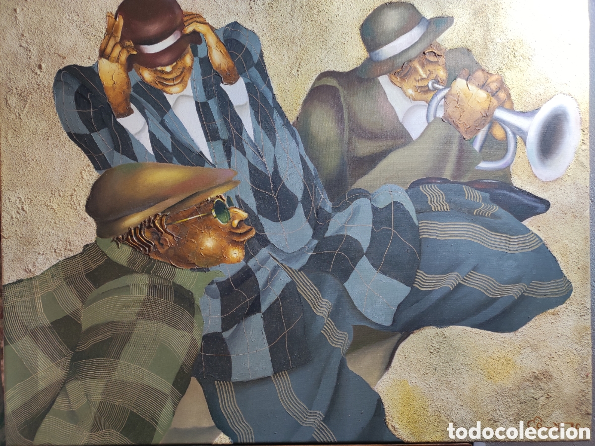 Arte: Cuadro pintado m&uacute;sicos de jazz - Foto 2