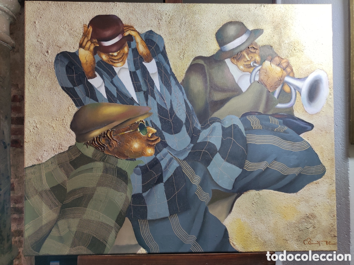 Kunst: Cuadro pintado m&uacute;sicos de jazz
