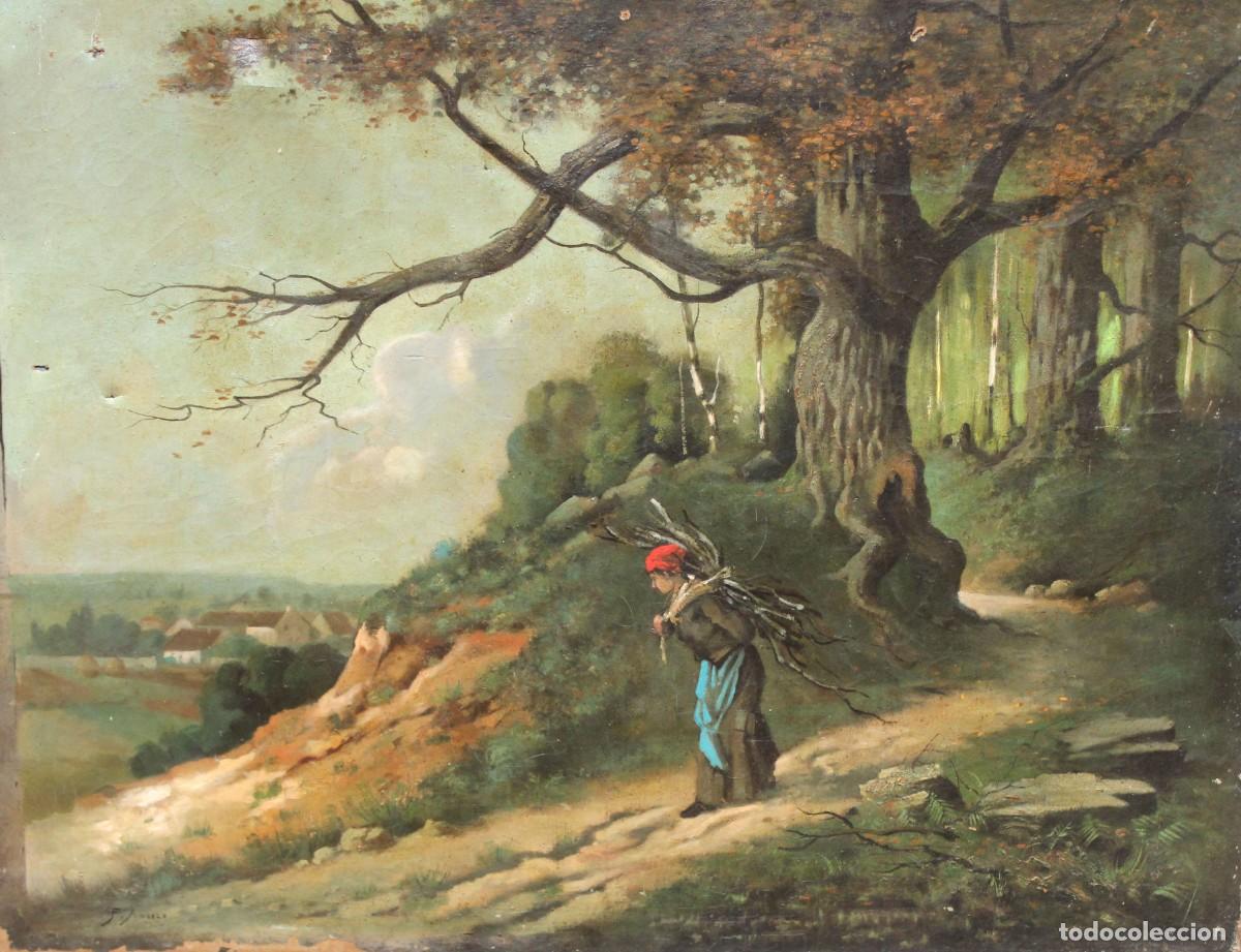 Arte: ESCUELA ITALIANA (FINALES SIGLO XIX) OLEO SOBRE TELA. PAISAJE CON FIGURA