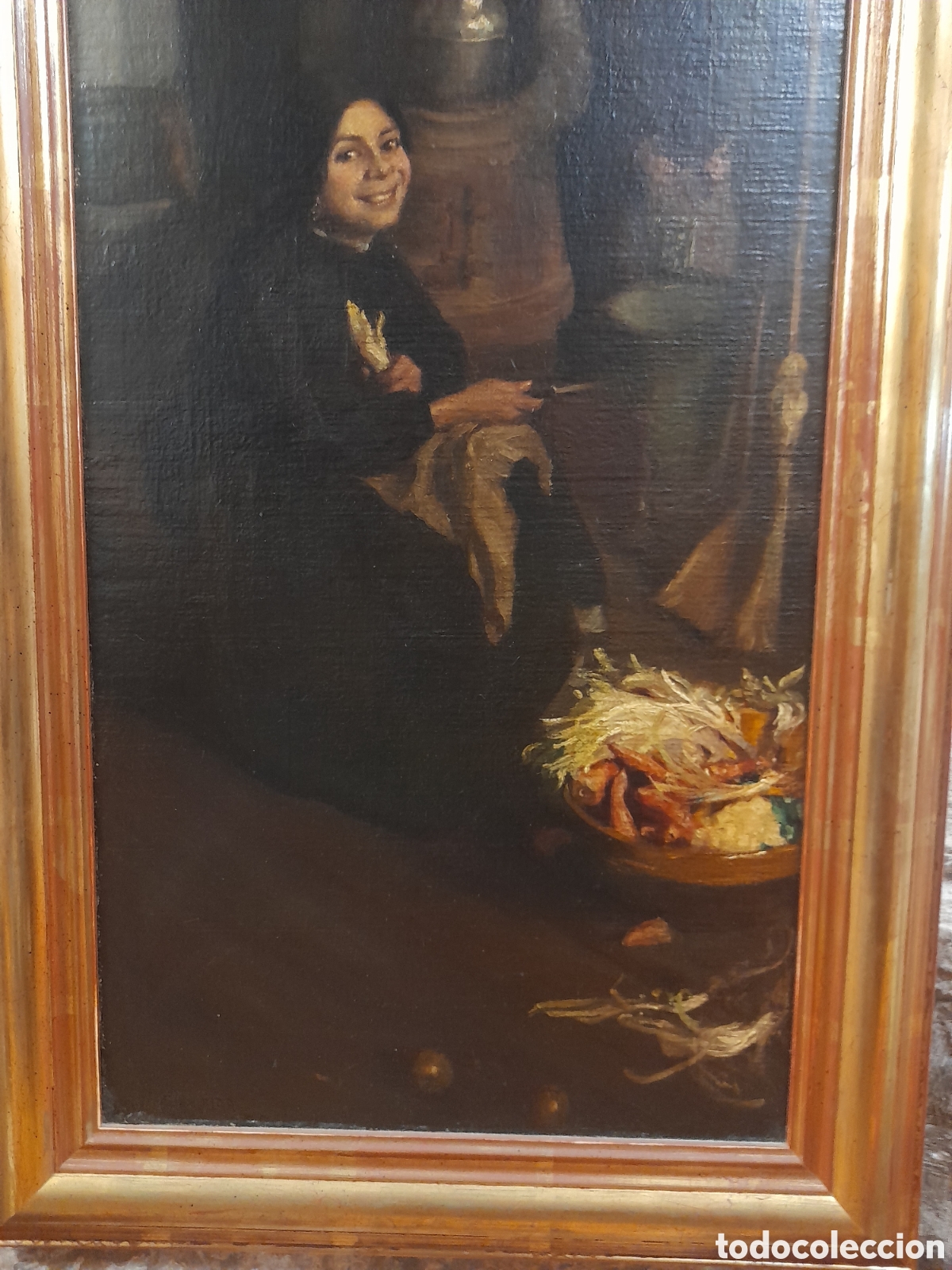 Arte: &Oacute;leo sobre lienzo mujer en cocina - Foto 2