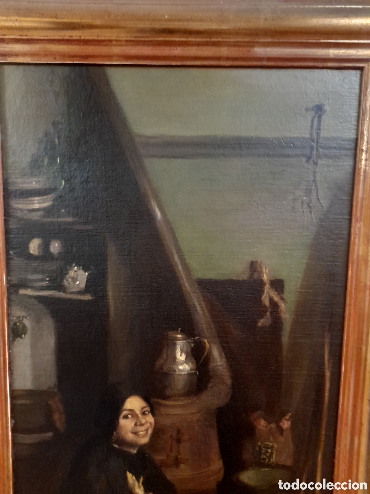 Arte: &Oacute;leo sobre lienzo mujer en cocina - Foto 3