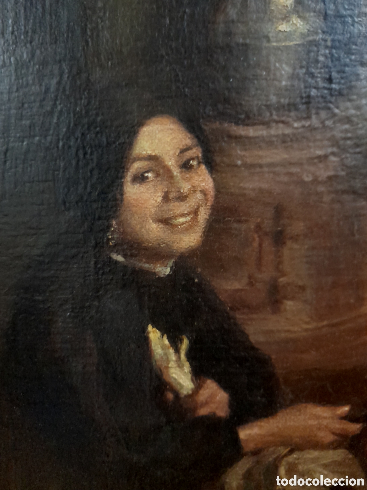 Arte: &Oacute;leo sobre lienzo mujer en cocina - Foto 7