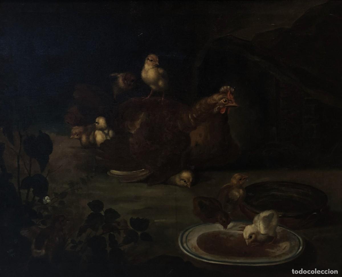 Arte: magnifico bodegon de gallina y pollitos - Foto 2
