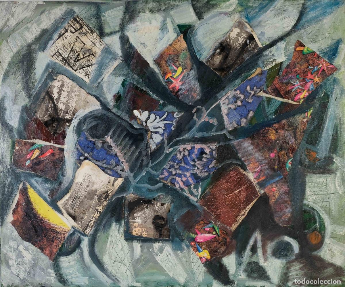 Arte: &Oacute;leo y collage sobre lienzo Composici&oacute;n - Foto 1