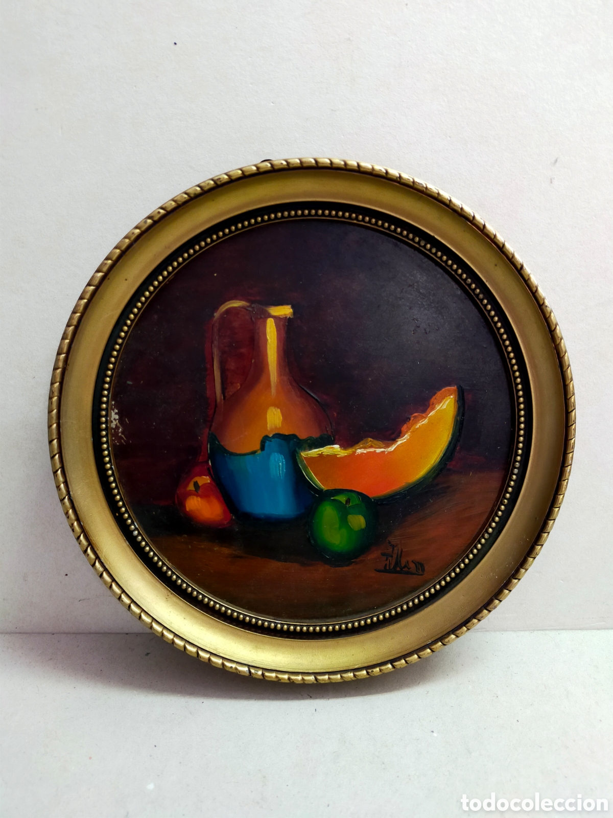 Arte: CUADRO BODEGON OLEO SOBRE LIENZO..FIRMADO. REDONDO, MARCO DORADO.