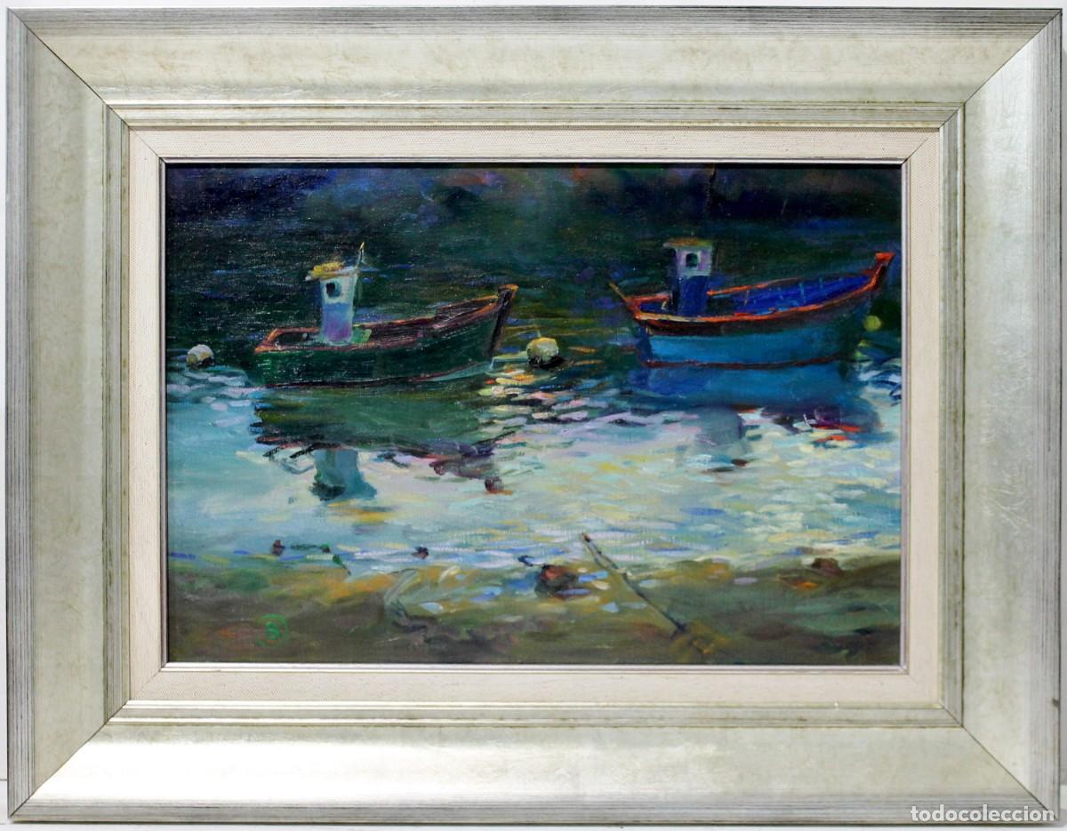 Arte: &rdquo;Barcas&rdquo; - Benito Moreno - &Oacute;leo sobre lienzo - Foto 1