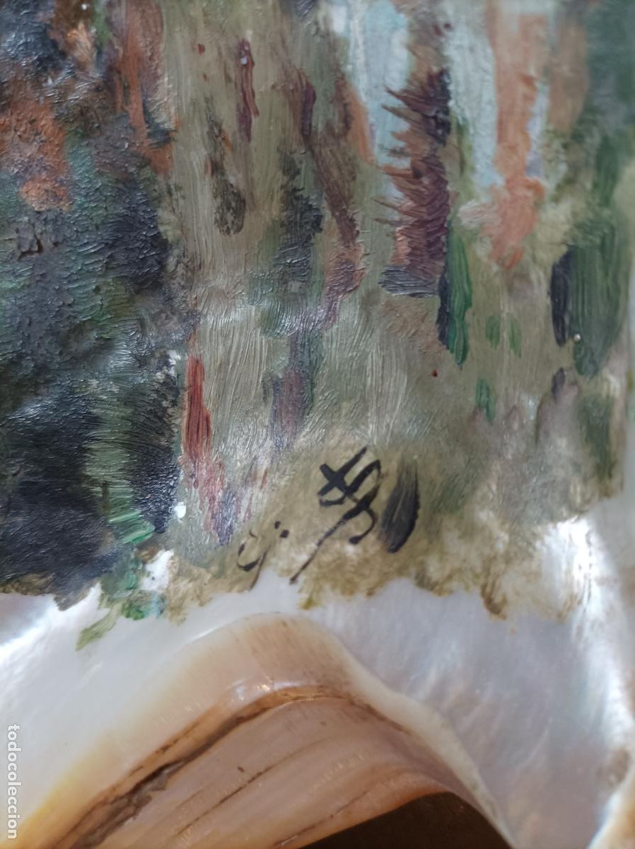 Arte: Oleo sobre concha .S.XIX.Madreperla. - Foto 2