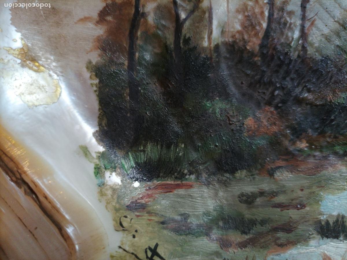 Arte: Oleo sobre concha .S.XIX.Madreperla. - Foto 4