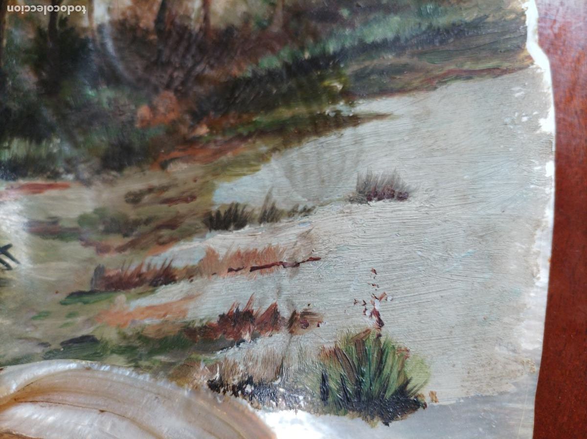 Arte: Oleo sobre concha .S.XIX.Madreperla. - Foto 7