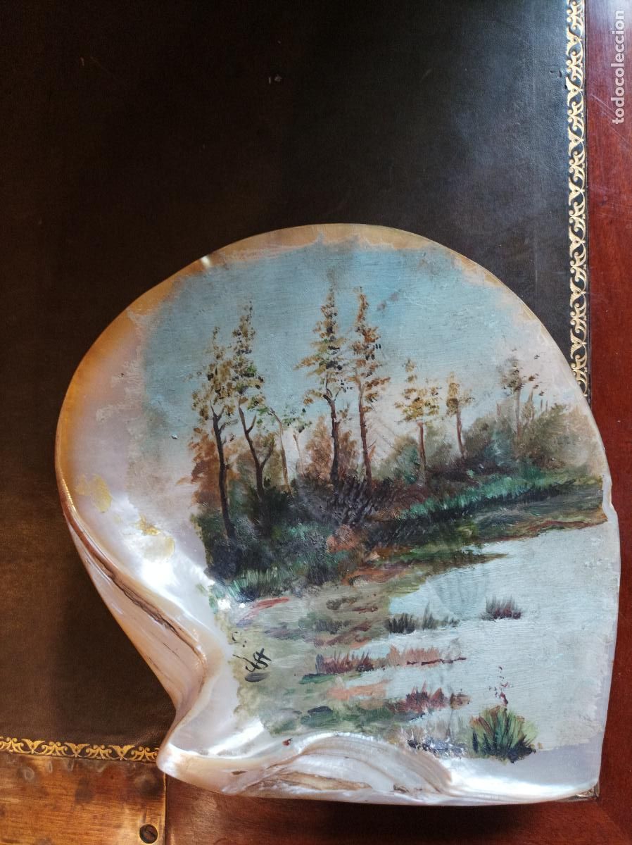 Arte: Oleo sobre concha .S.XIX.Madreperla. - Foto 8
