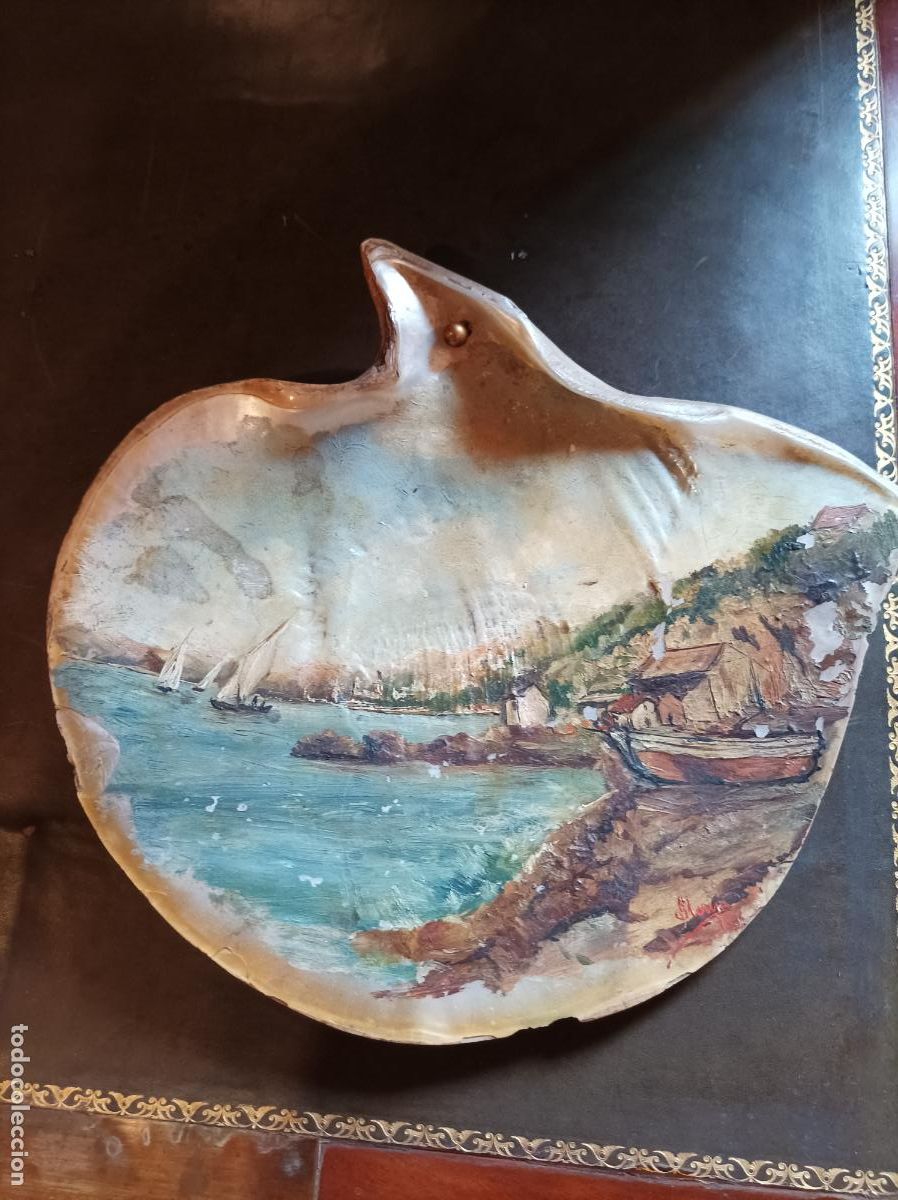 Arte: Oleo sobre concha .S.XIX.Madreperla. - Foto 17