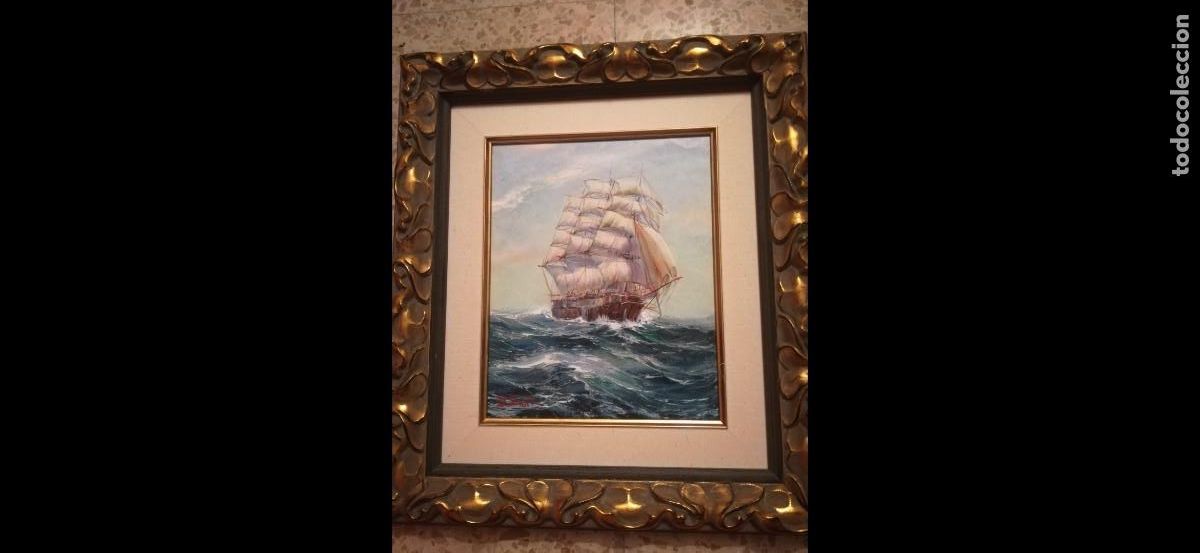 Arte: FRAGATA NAVEGACI&Oacute;N OLEO SOBRE LIENZO AUTOR DE ZURITA