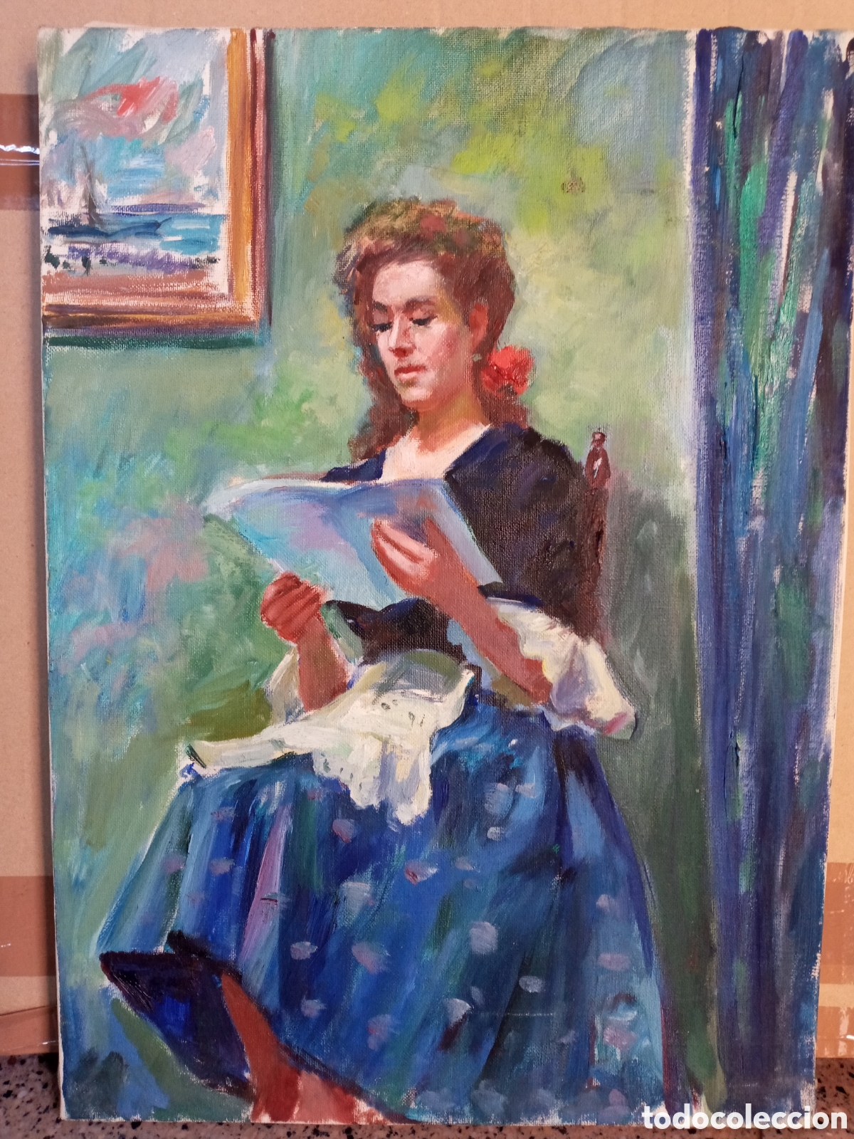 Arte: ANTIGUO CUADRO PINTADO AL &Oacute;LEO. - Foto 1