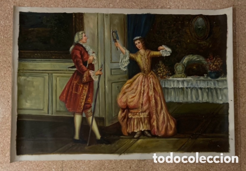 Arte: Lienzo antiguo pintado al Oleo facsimil - Foto 2