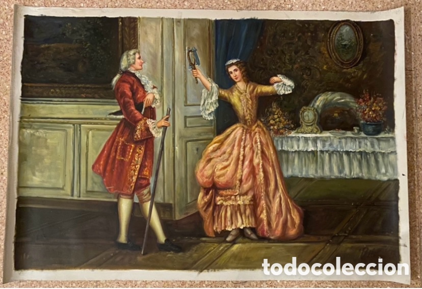 Arte: Lienzo antiguo pintado al Oleo facsimil - Foto 1