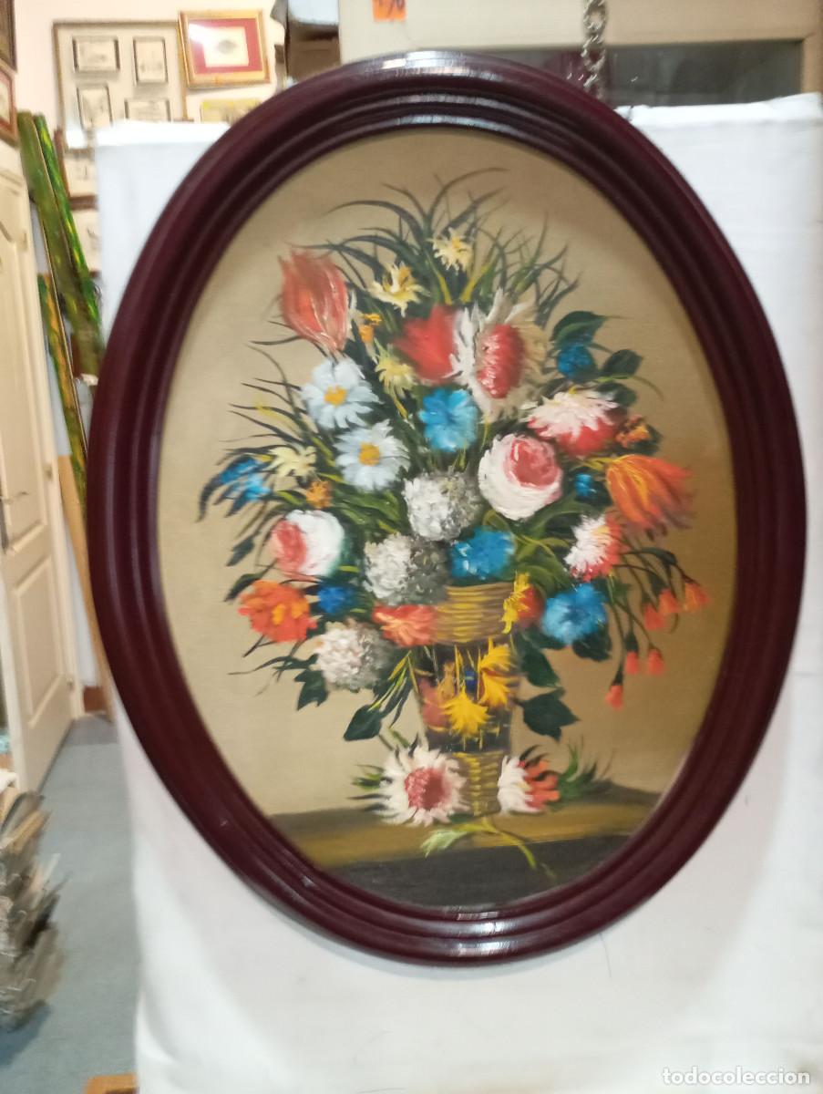 Arte: cuadro ovalado con pinturas flores - Foto 1