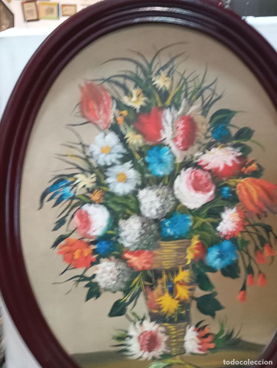 Arte: cuadro ovalado con pinturas flores - Foto 2