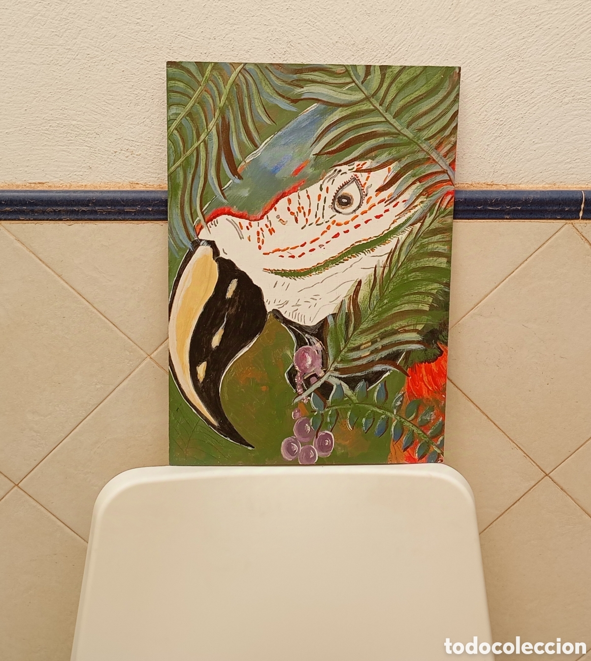 Arte: Pintura loro sobre tabla - Foto 3