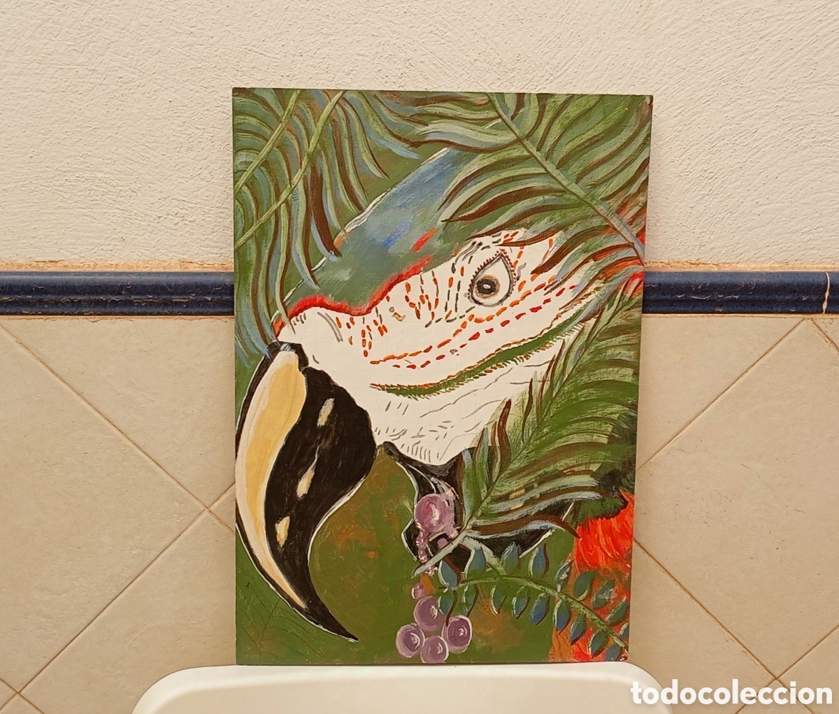 Arte: Pintura loro sobre tabla - Foto 1