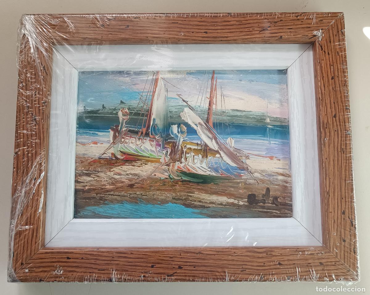 Arte: CUADRO OLEO SOBRE LIENZO / BARCAS DE PESCA - Foto 1
