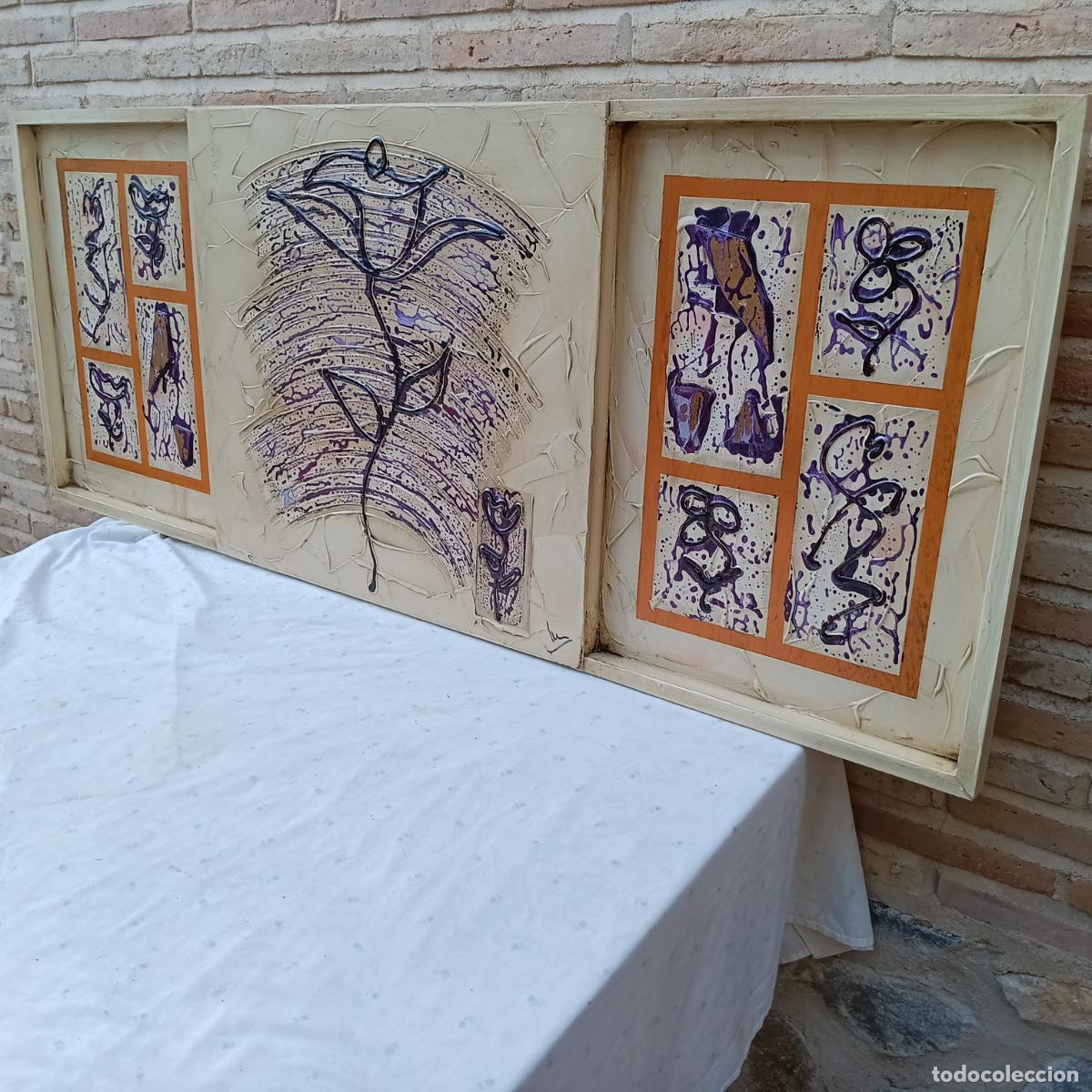 Arte: CUADRO ABSTRACTO PINTADO AL OLEO SOBRE MADERA. - Foto 3