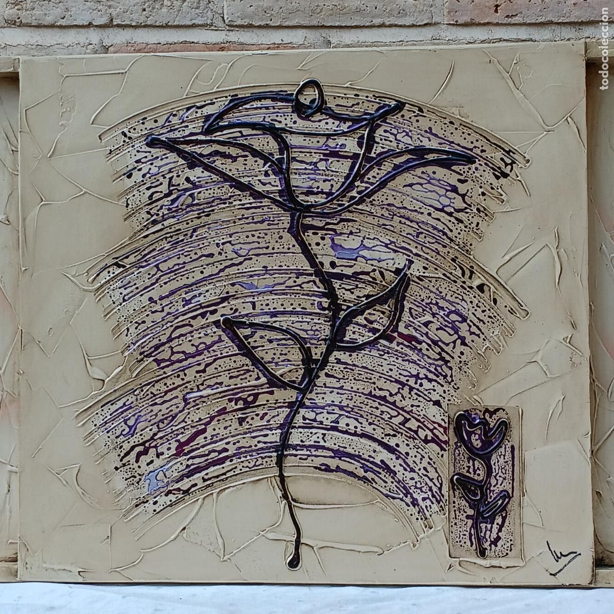 Arte: CUADRO ABSTRACTO PINTADO AL OLEO SOBRE MADERA. - Foto 4