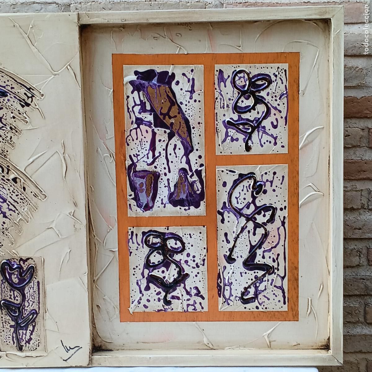 Arte: CUADRO ABSTRACTO PINTADO AL OLEO SOBRE MADERA. - Foto 5