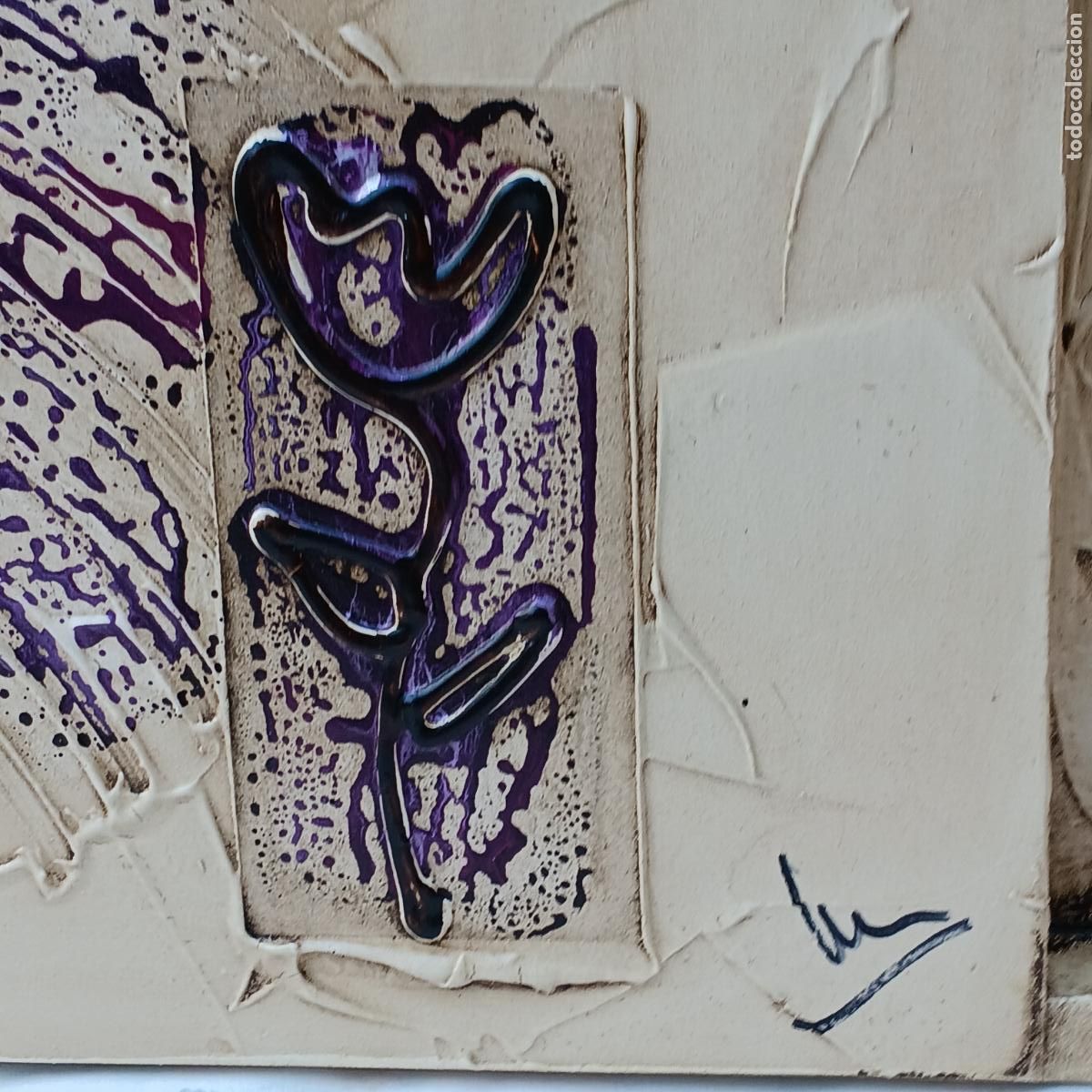 Arte: CUADRO ABSTRACTO PINTADO AL OLEO SOBRE MADERA. - Foto 6