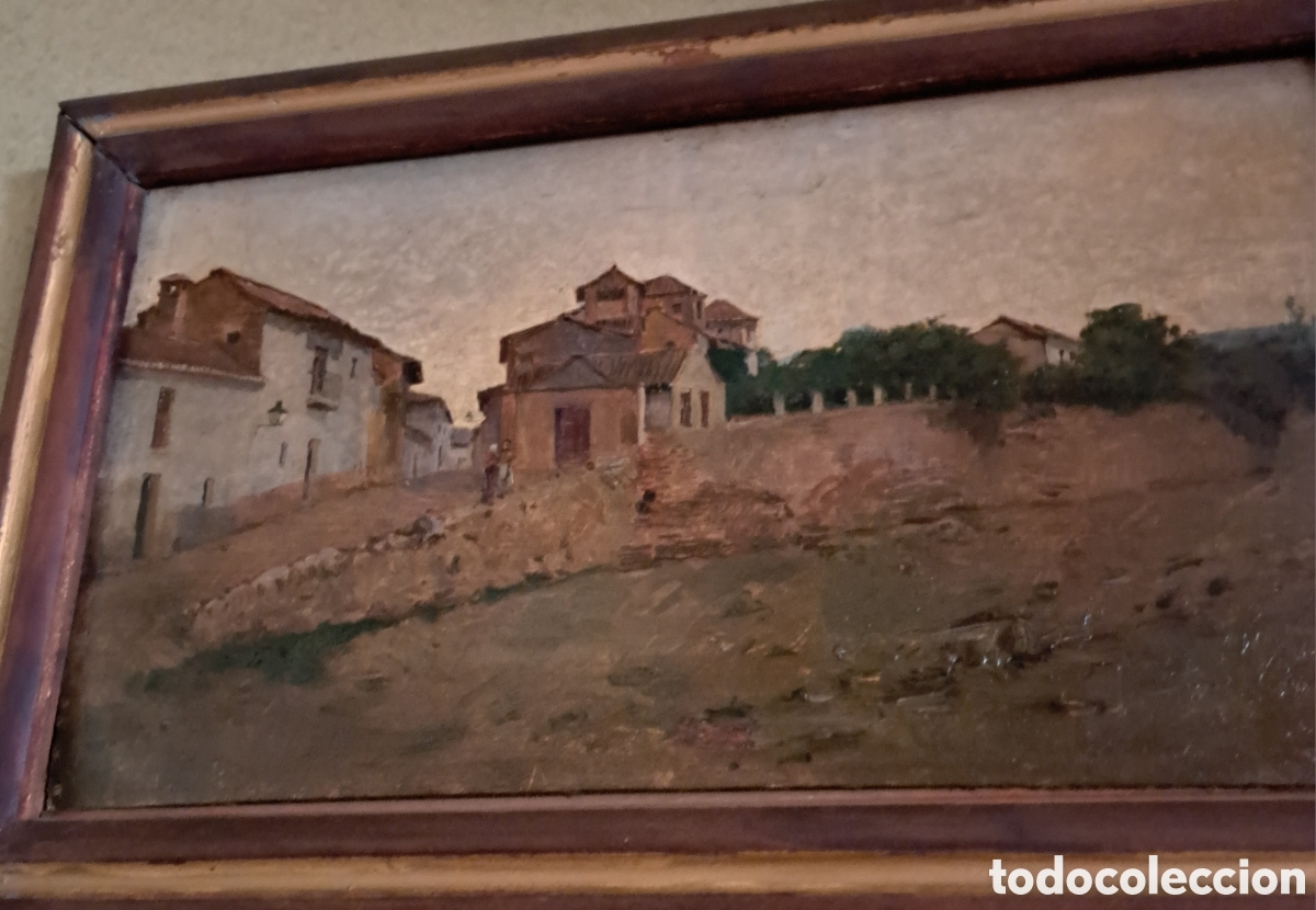 Arte: Lote de 4 &oacute;leos sobre tabla, con u marco original - Foto 3