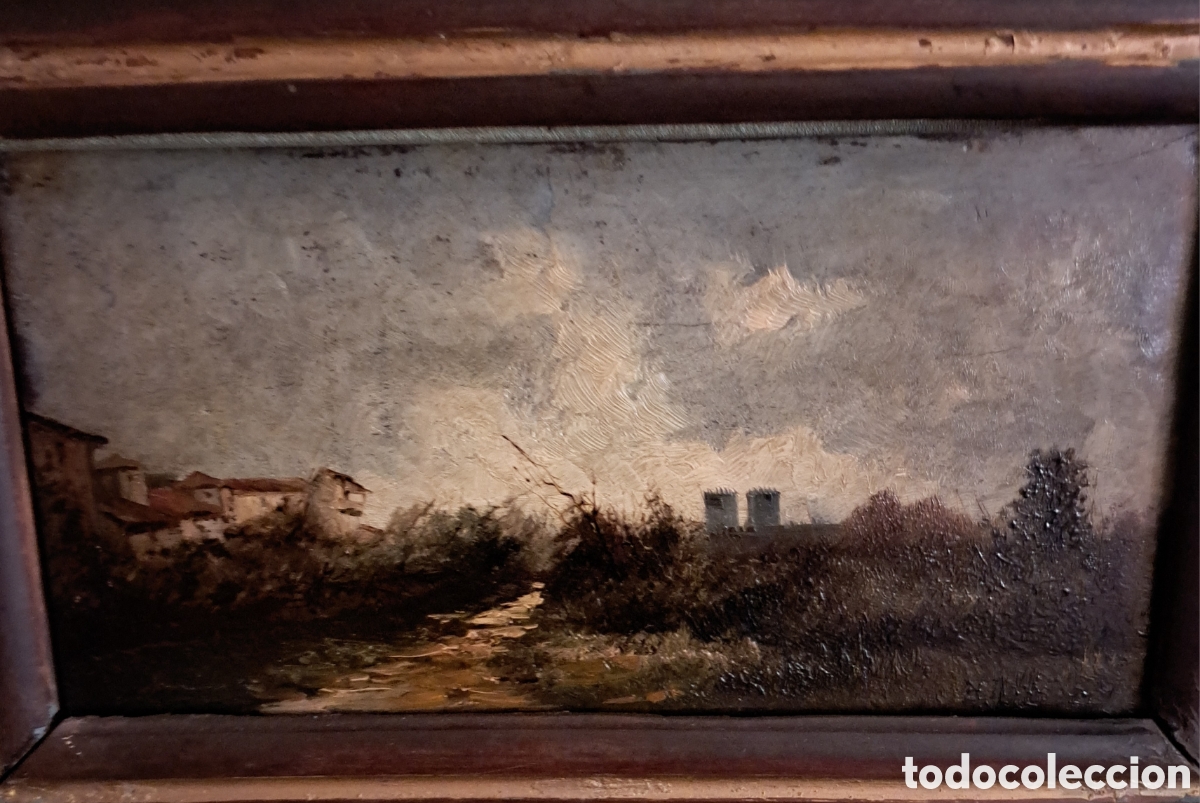 Arte: Lote de 4 &oacute;leos sobre tabla, con u marco original - Foto 4