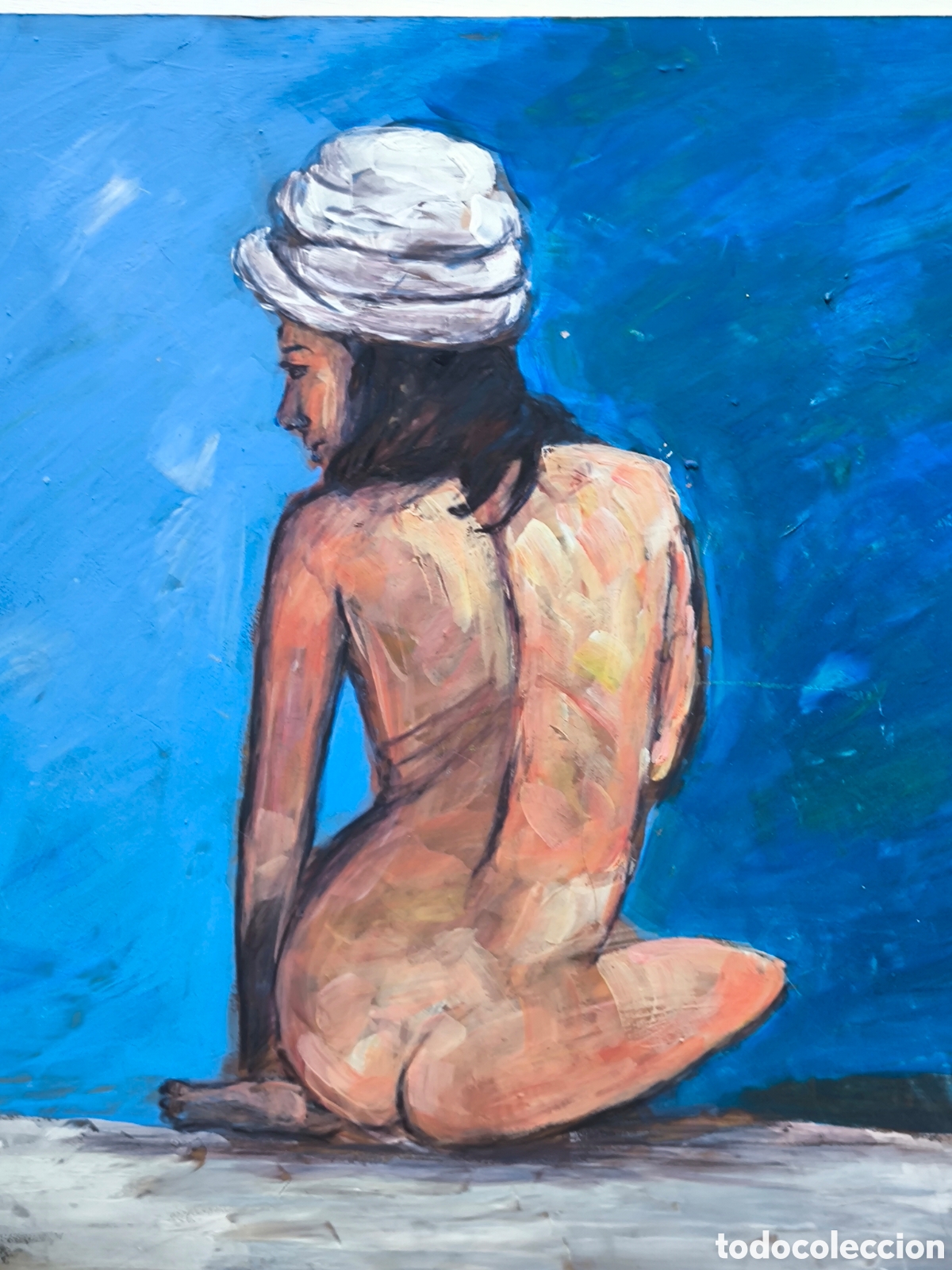 Arte: Desnudo con turbante ( original )mujer