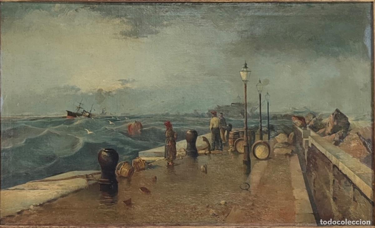 Arte: Oleo sobre lienzo,E.SABORIT&rdquo;puerto&rdquo; - Foto 1