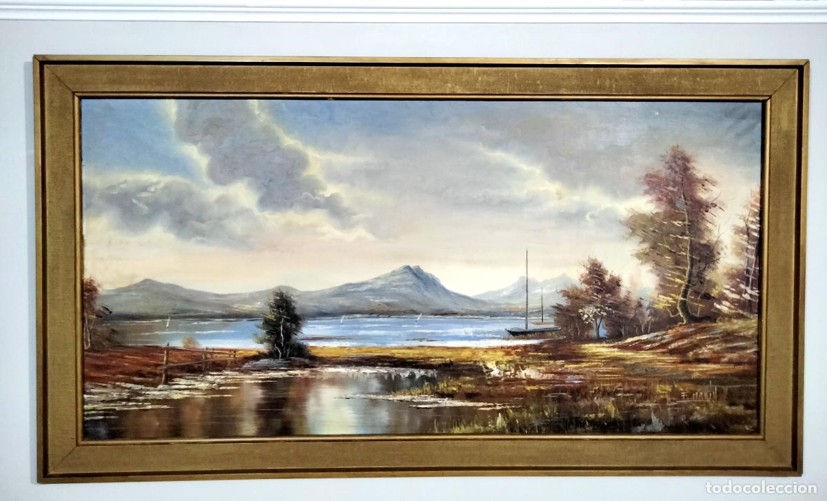 Arte: Paisaje en Lontananza. &Oacute;leo sobre lienzo: Firmado F. Martin. A&ntilde;os 70