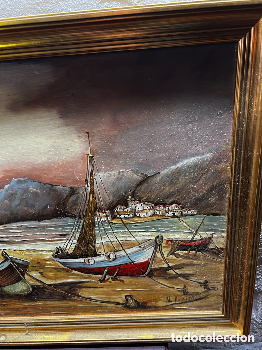 Arte: OLEO SOBRE TABLA VINAIXA BARCOS - Foto 4