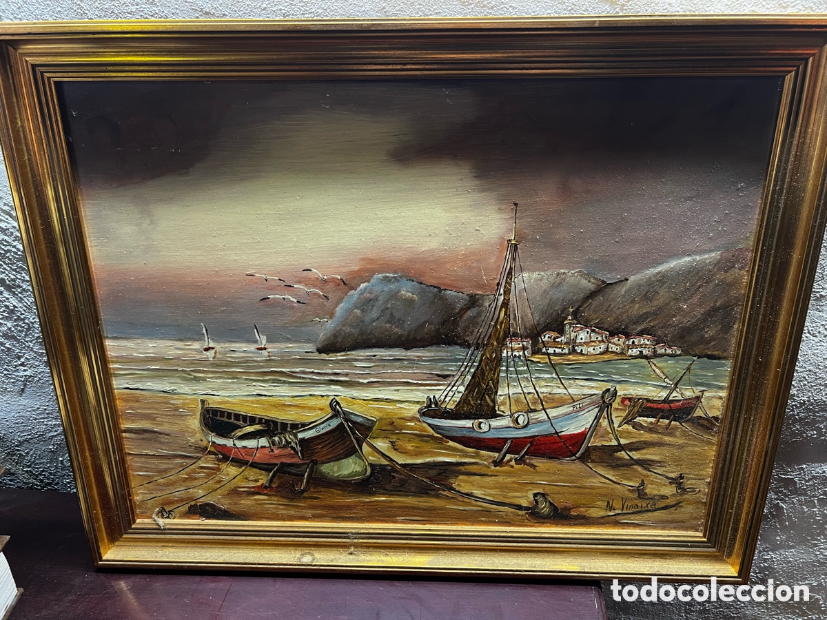 Arte: OLEO SOBRE TABLA VINAIXA BARCOS - Foto 1