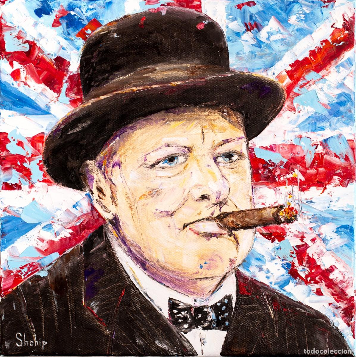 Arte: Cuadro The Greatest Briton. Winston Churchill.